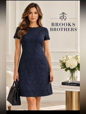 BROOKS BROTHERS, the navy floral embroidery dress!
